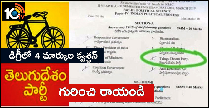 Write About Telugu Desam Party, Question For Degree Students