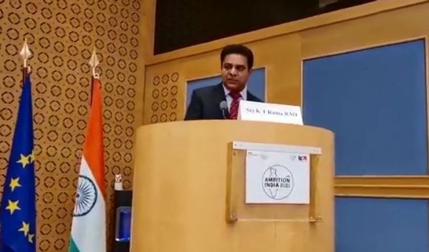 Minister KTR : ప్యారిస్‌లో తెలంగాణ ప్రగతిశీల విధానాలను వివరించిన మంత్రి కేటీఆర్ | Minister KTR delivered a keynote address at the ‘Ambition India 2021’ Business Forum